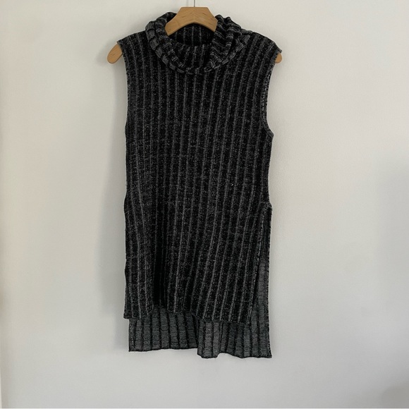 Striped Knit Cowel Neck Sleeveless Top - Picture 1 of 6